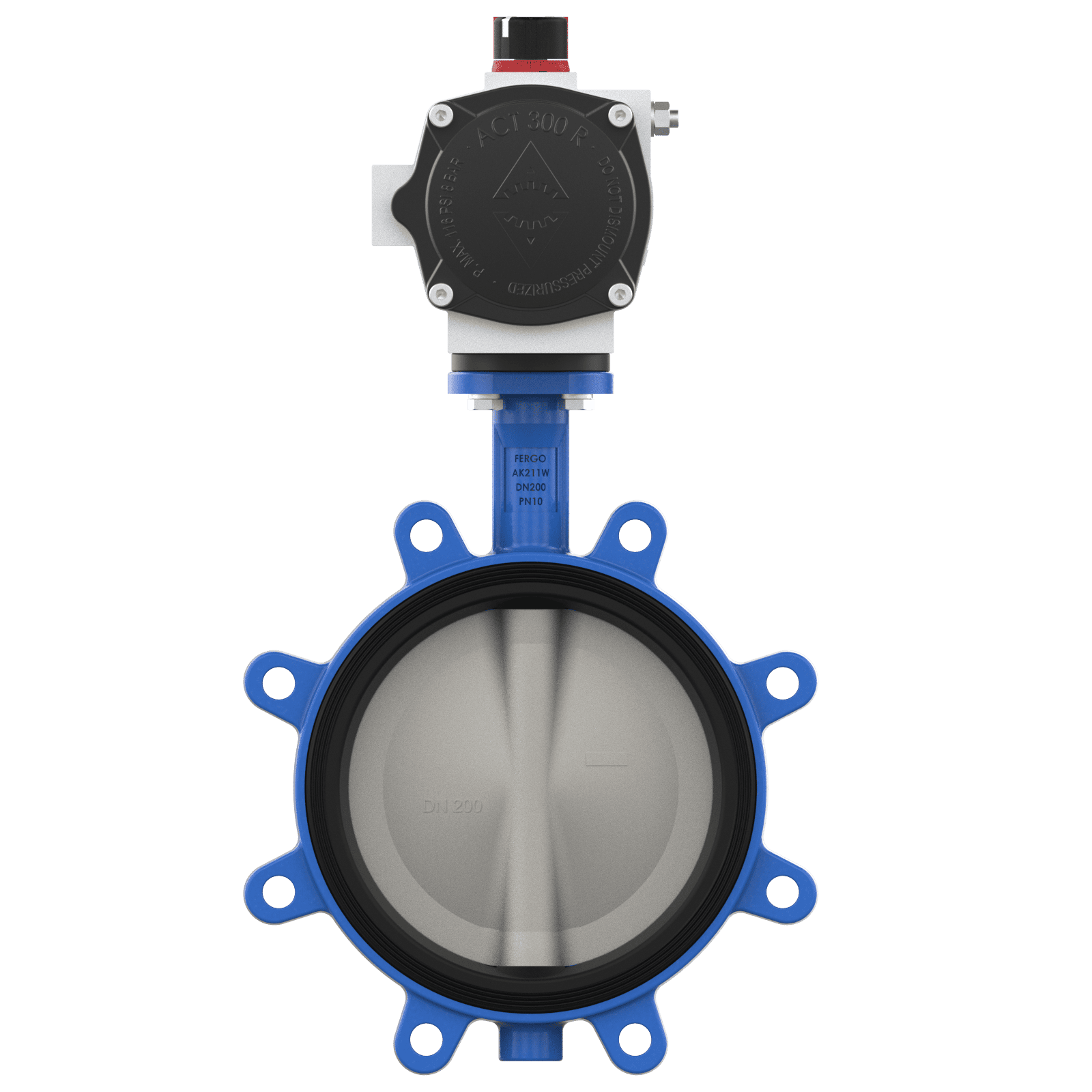 Pneumatische Absperrklappe DN200 PN10 für Trinkwasser Trinkwasser Absperrklappe DN200 PN10 pneumatisch