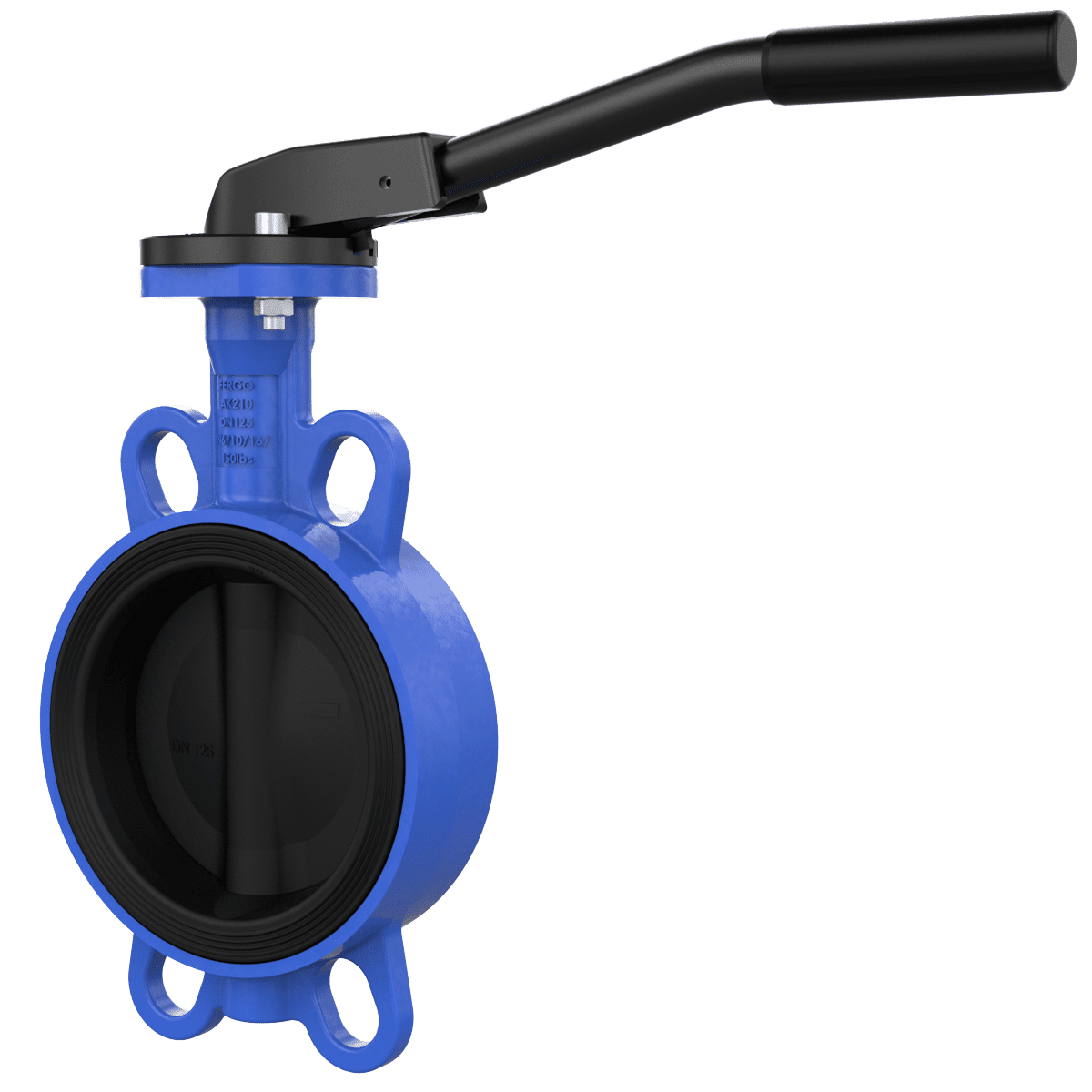 Vanne papillon wafer DN125 GGG40 avec siège EPDM Vanne papillon wafer DN125 en GGG40 avec siège EPDM et levier manuel