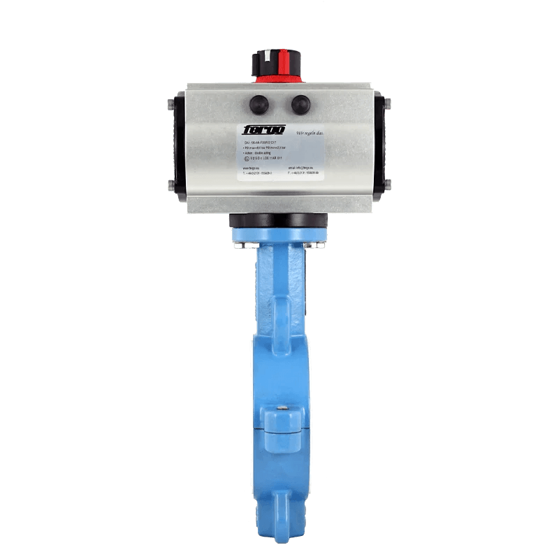 AK130 Vanne papillon DN 125 PN16 revêtue PTFE actionneur pneumatique à double effet Clapet d'arrêt PTFE acier inoxydable