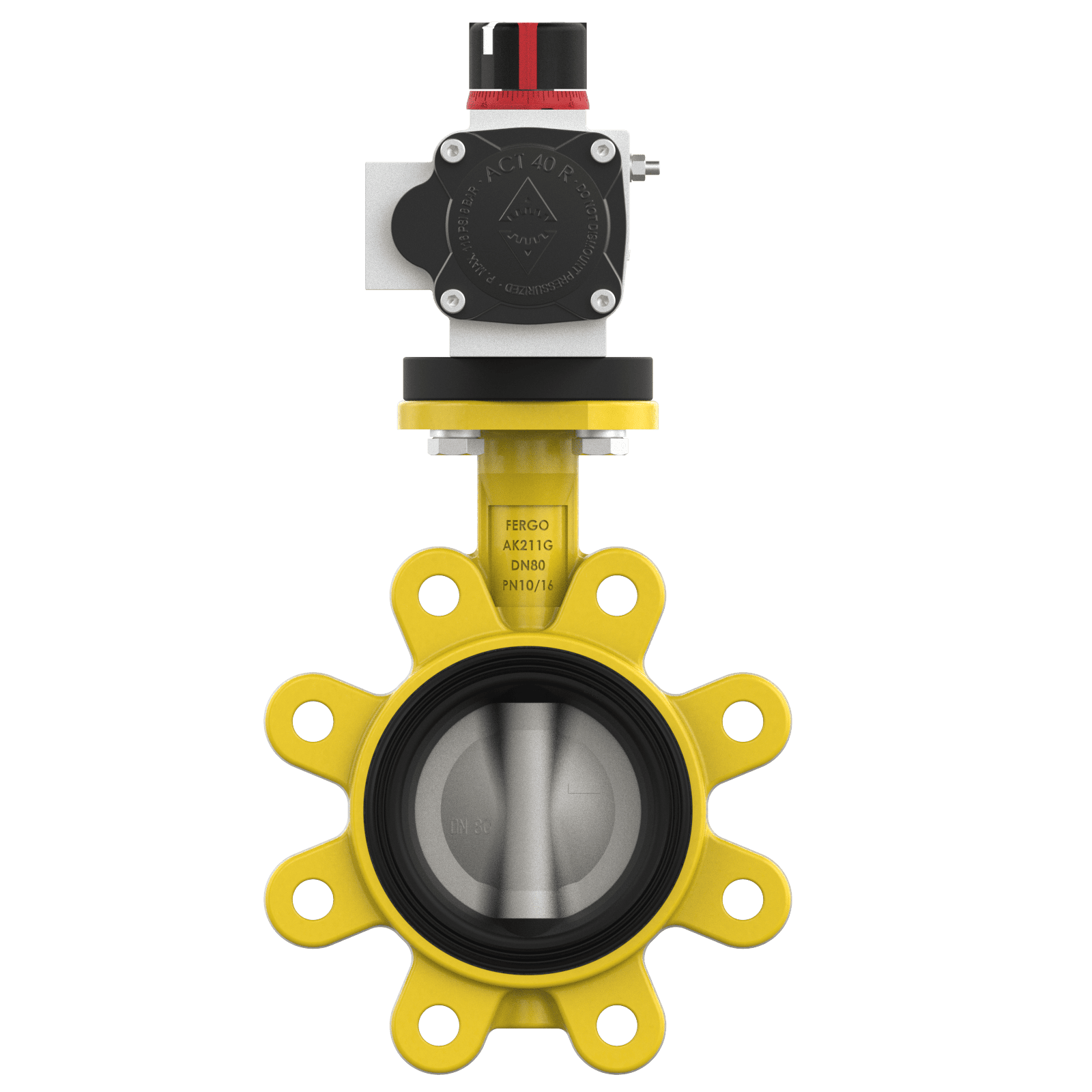 Pneumatische Absperrklappe DN80 für Gas