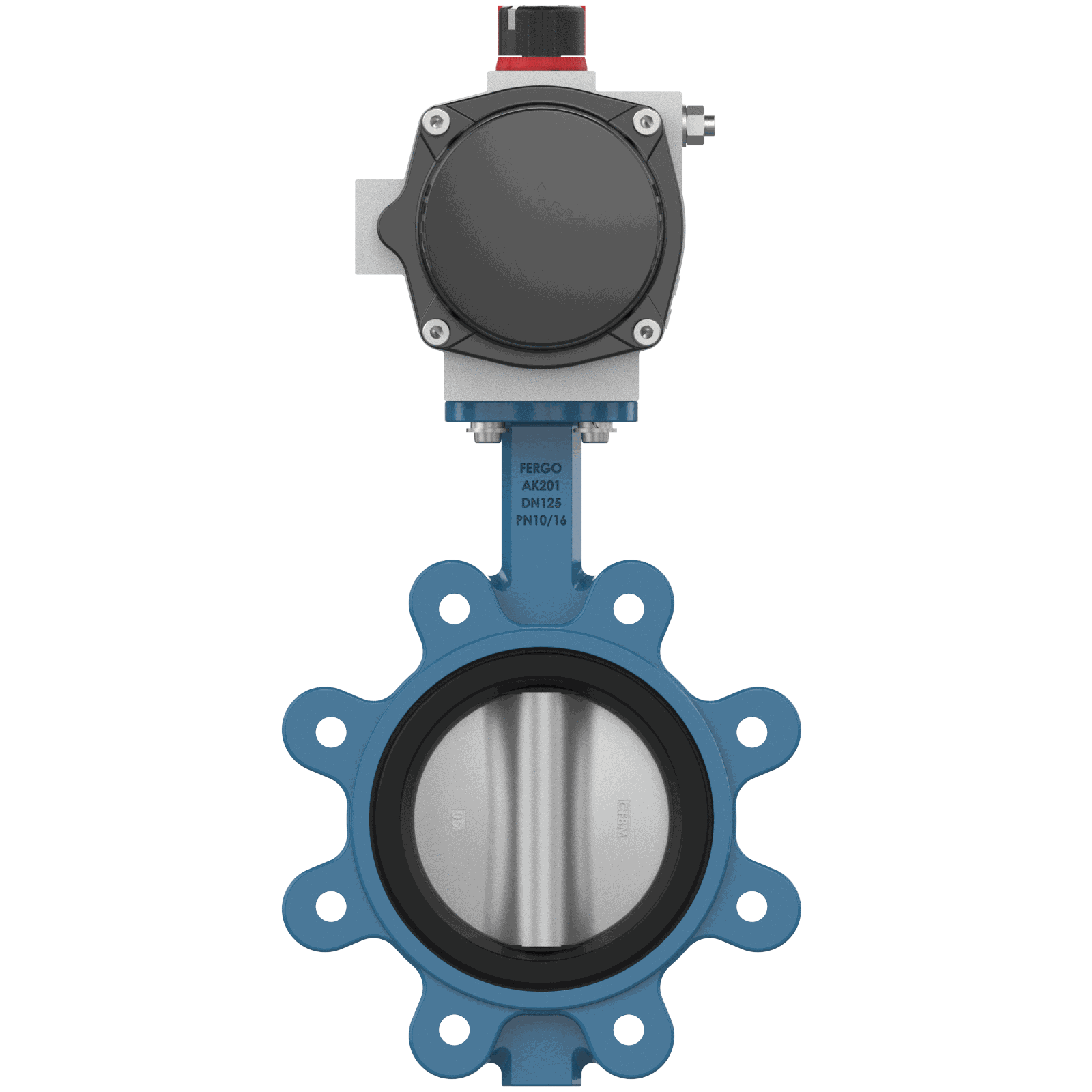 Pneumatic butterfly valve DN125