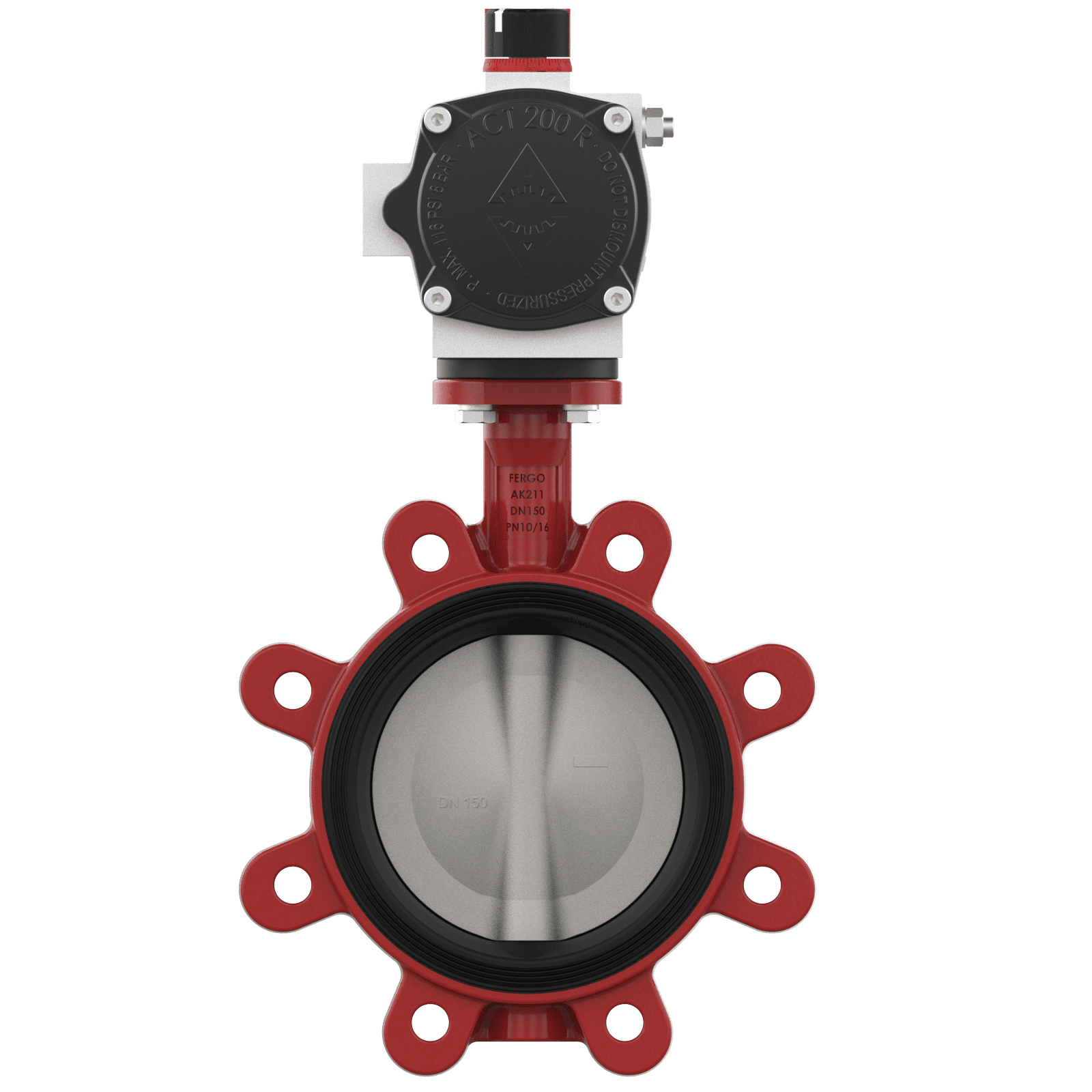 Butterfly valve with pneumatic actuator DN150 Pneumatic butterfly valve DN150