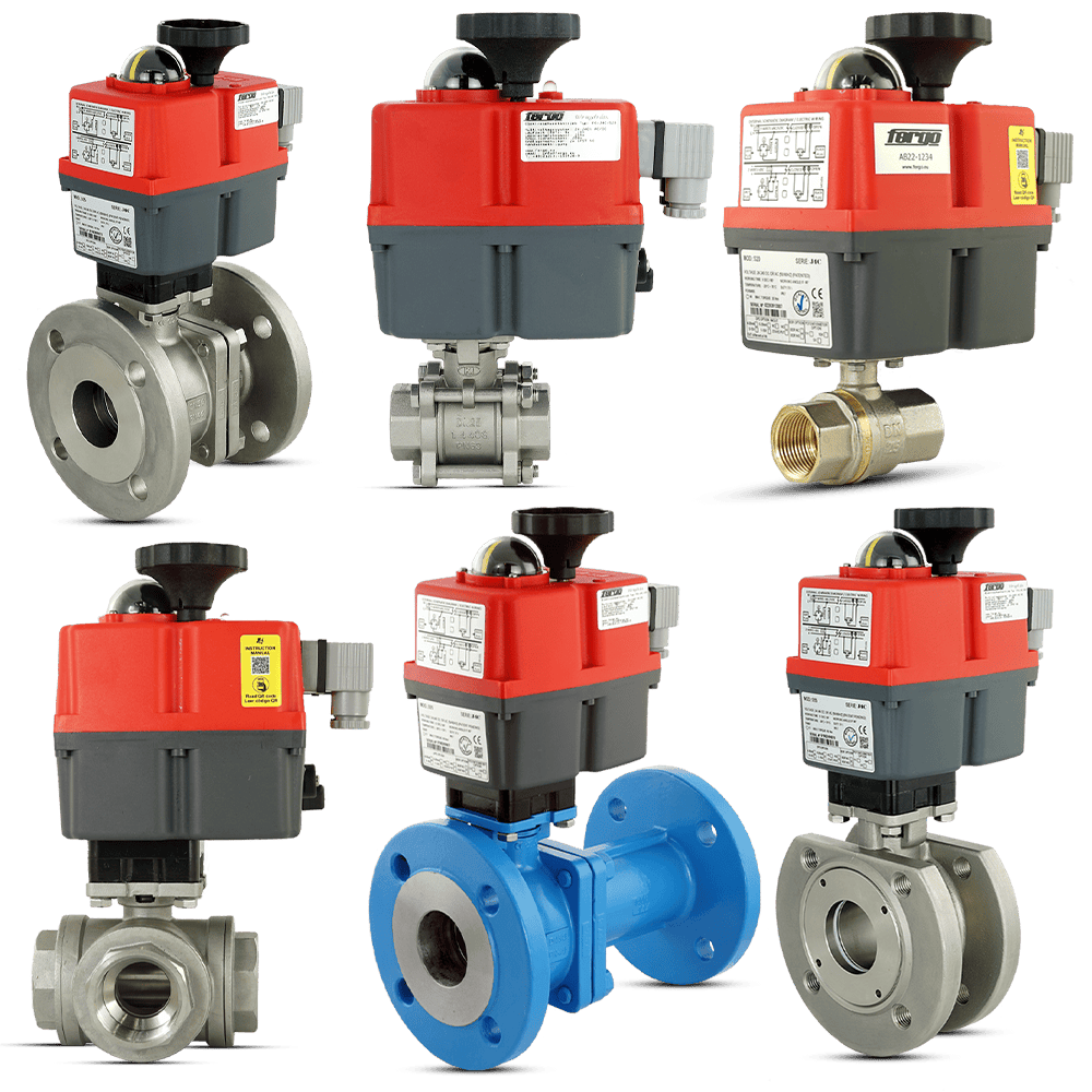 Eine Auswahl des Sortiments: Kugelhahn elektrisch 24V-230V-240V Elektrische Kugelhähne 24V, 230V, 240V mit Flansch-, Gewinde- und Anschweißende – robuste Gehäuse aus Edelstahl, Messing, Stahl und Sphäroguss – zertifiziert nach DVGW Trinkwasser, Gas, WRAS, TA Luft und weiteren Standards