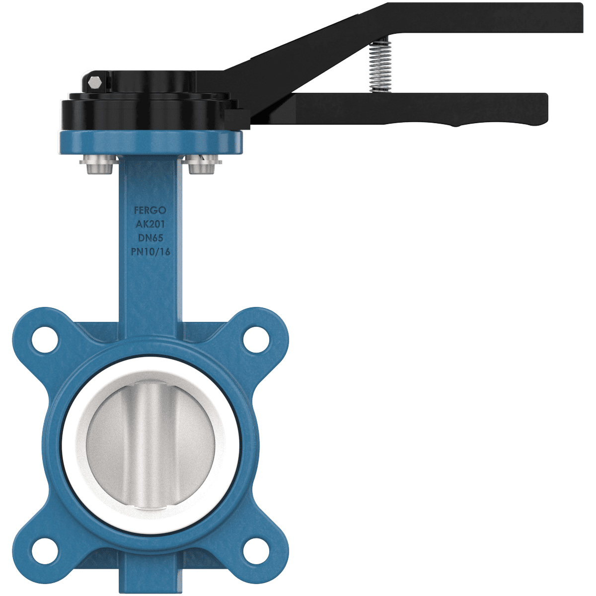 Vanne papillon à oreilles DN65 avec levier manuel et siège PTFE pour applications industrielles Vanne papillon DN65 avec levier manuel
