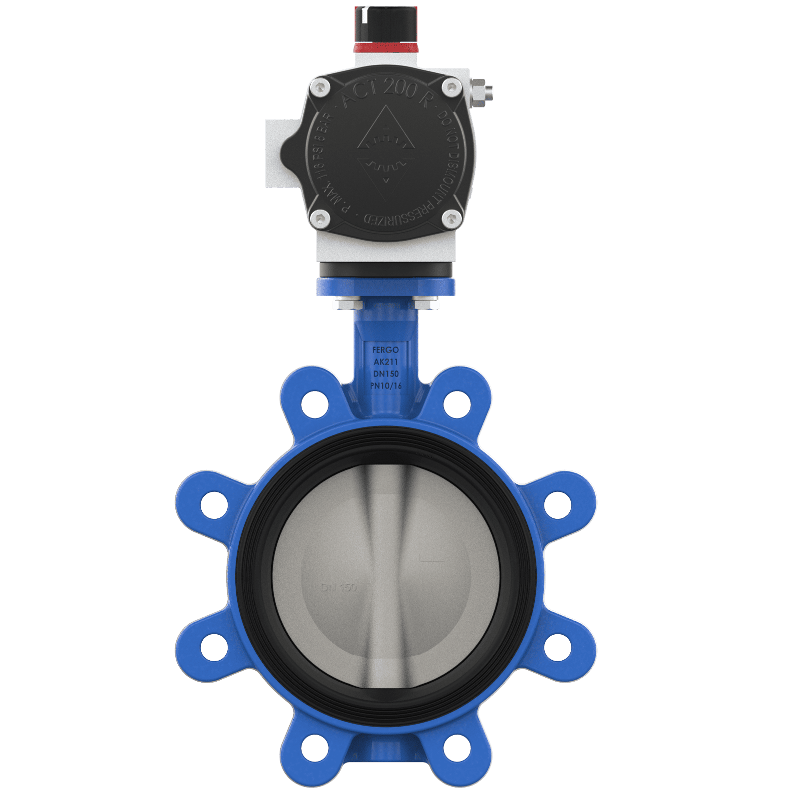 Butterfly valve with pneumatic actuator DN150 Pneumatic butterfly valve DN150