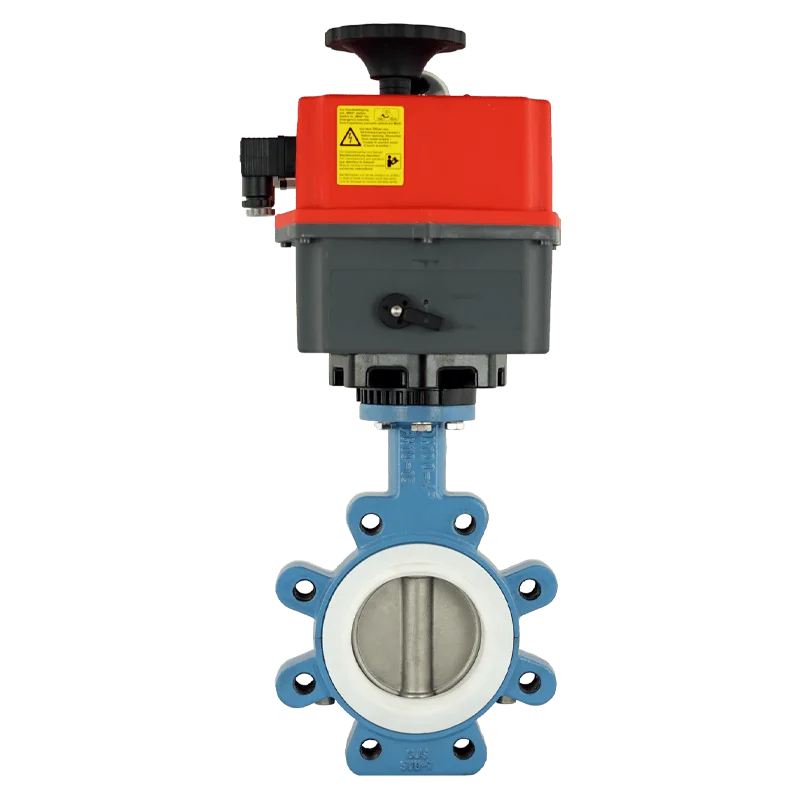 Elektrische PTFE Absperrklappen PTFE Absperrklappe elektrisch Drehantrieb 24V - 230V