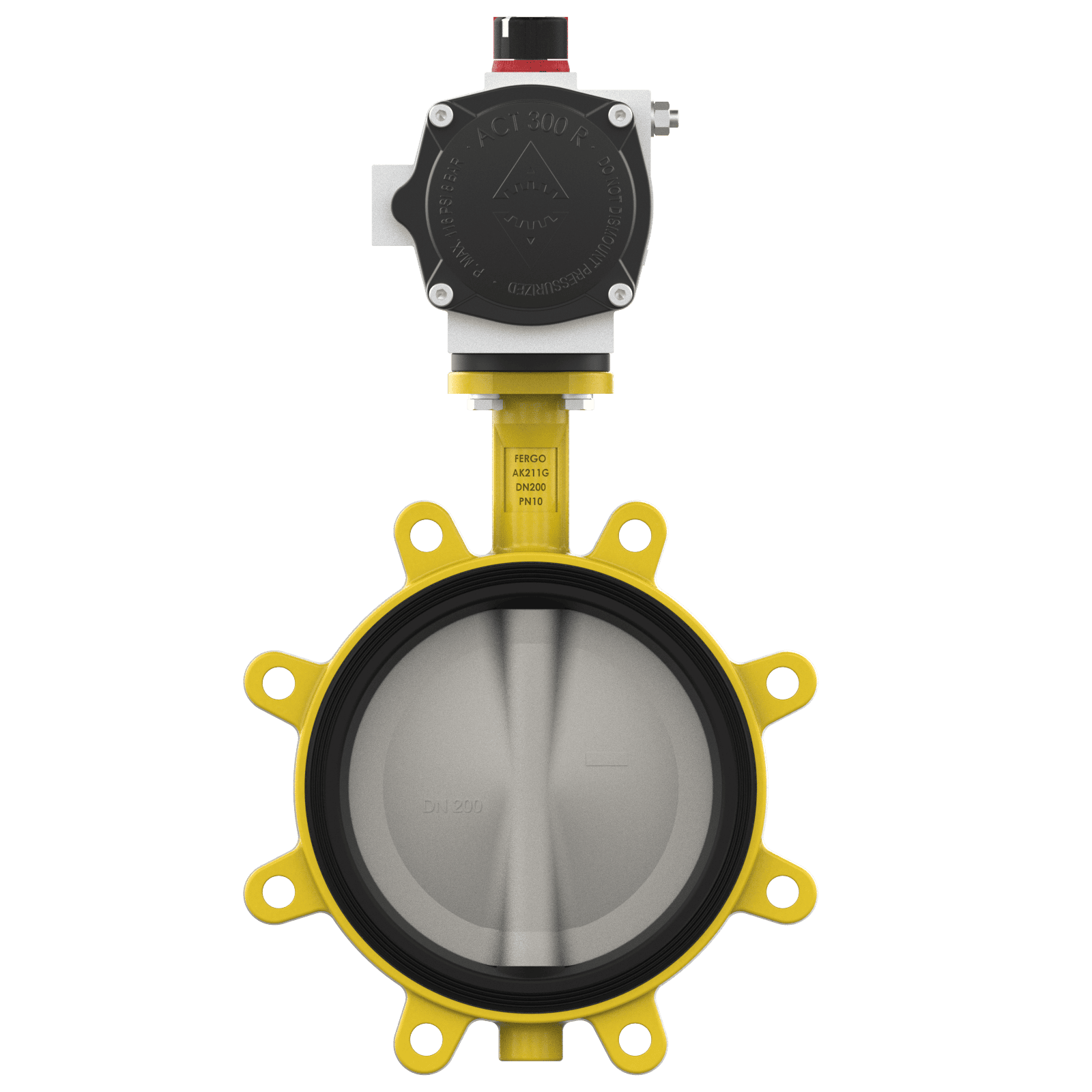 Pneumatische Absperrklappe DN200 PN10 für Gas