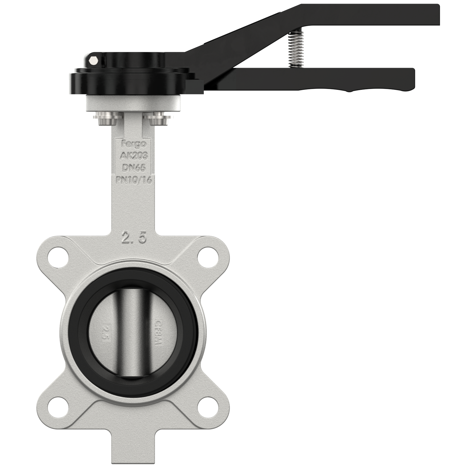 Edelstahl Absperrklappe DN65 mit Handhebel für industrielle Anwendungen Edelstahl Absperrklappe DN65