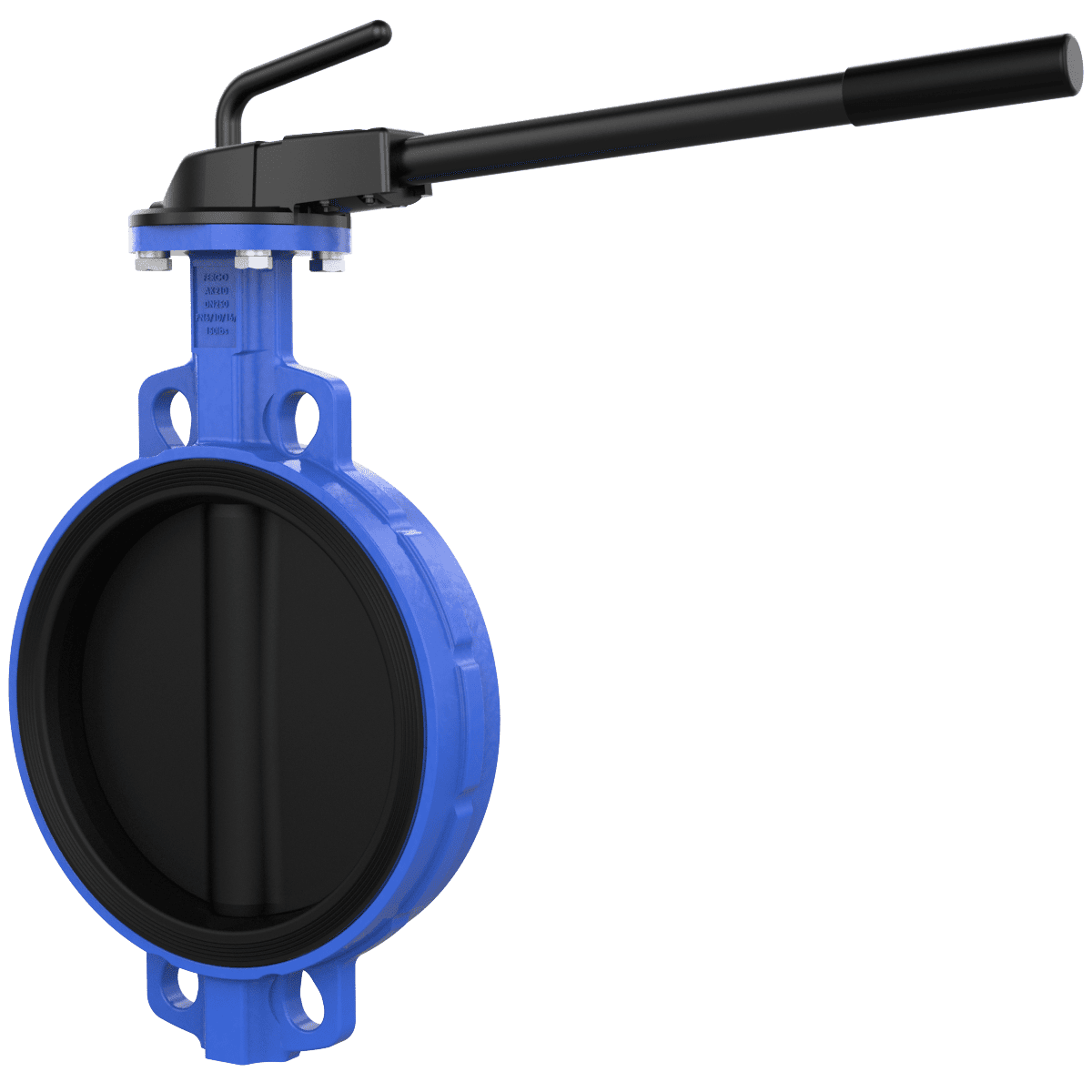 Vanne papillon wafer DN250 en GGG40 avec siège EPDM et levier manuel