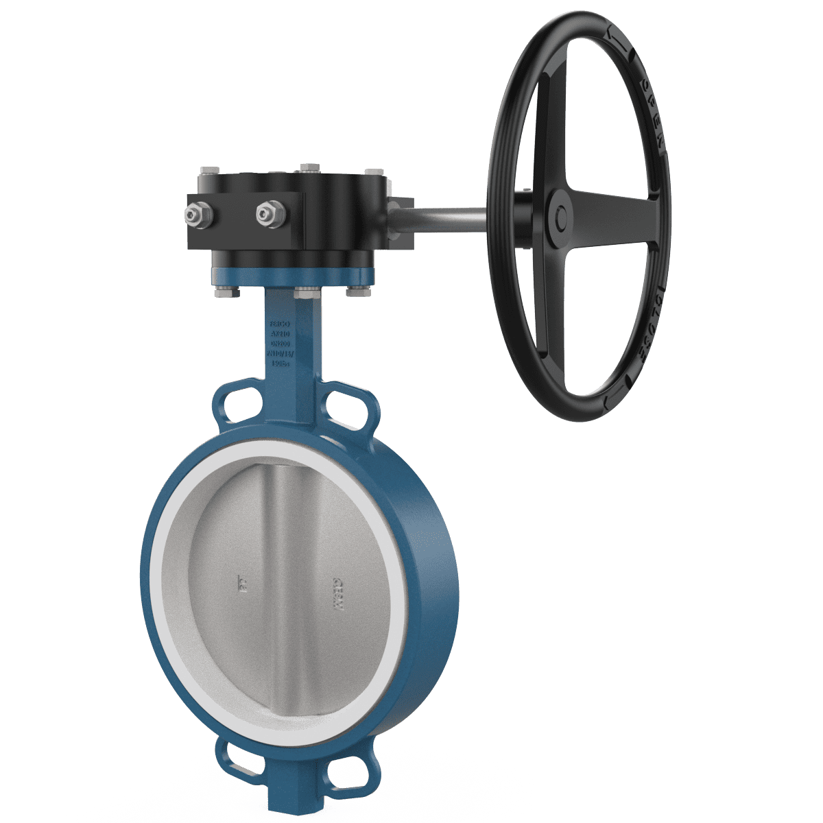 Absperrklappe mit Getriebe DN200 PTFE Zwischenflansch-Absperrklappe mit Getriebe DN200