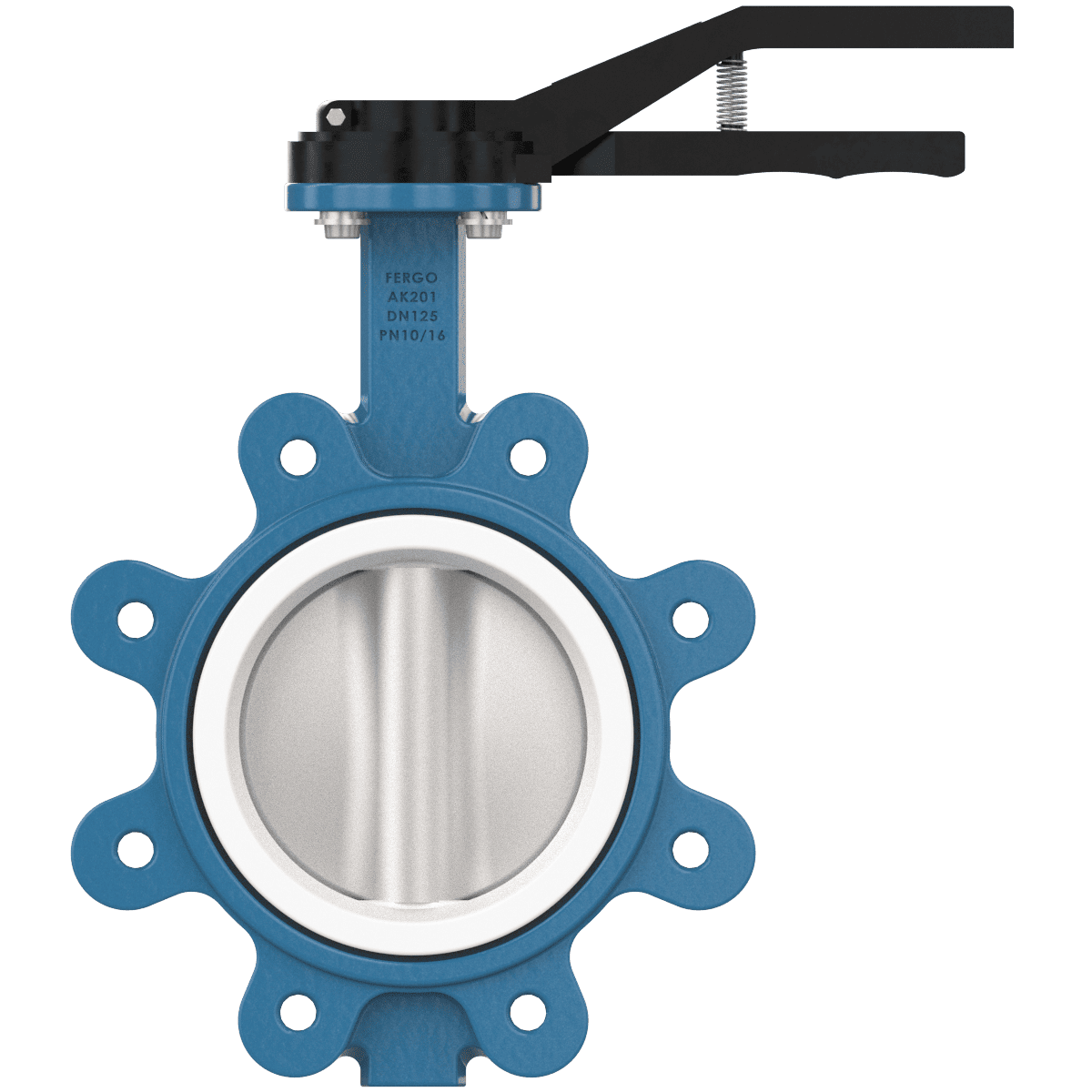 Anflansch-Absperrklappe DN125 mit Handhebel und PTFE-Sitz für industrielle Anwendungen Absperrklappe DN125 mit Handhebel
