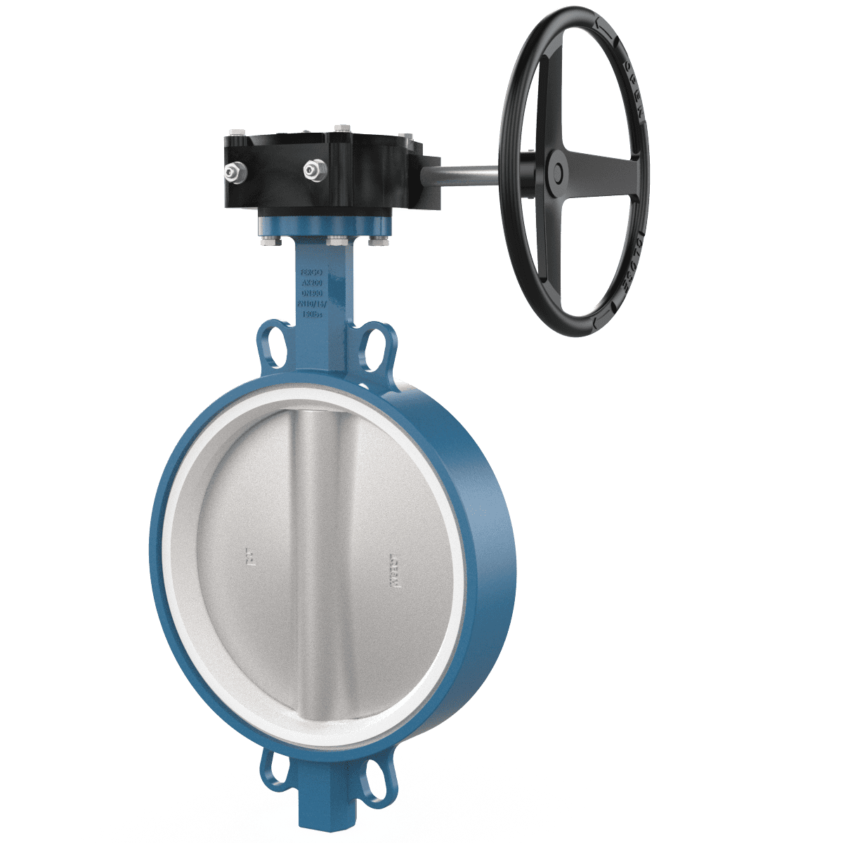 Vanne papillon PTFE avec réducteur DN300 Vanne papillon wafer avec réducteur DN300