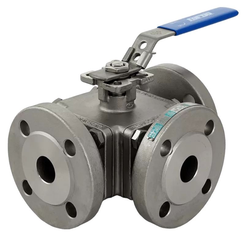 Vanne boisseau à 3 voies DN 80 PN 16 L alésage inox